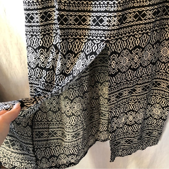 American Rag maxi skirt Black and Tan graphic pattern rayon crochet waistband XL - Picture 4 of 8